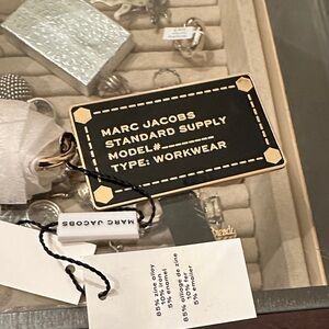 Marc Jacobs Black and Gold Workwear Leather Key Tag